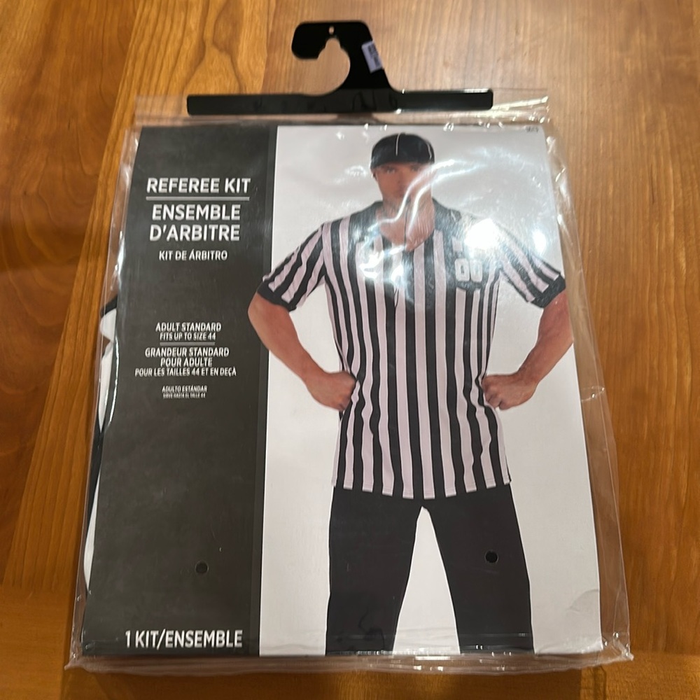 Referee Kit Men’s Halloween Costume Cap Whistle Shirt - adult standard size
